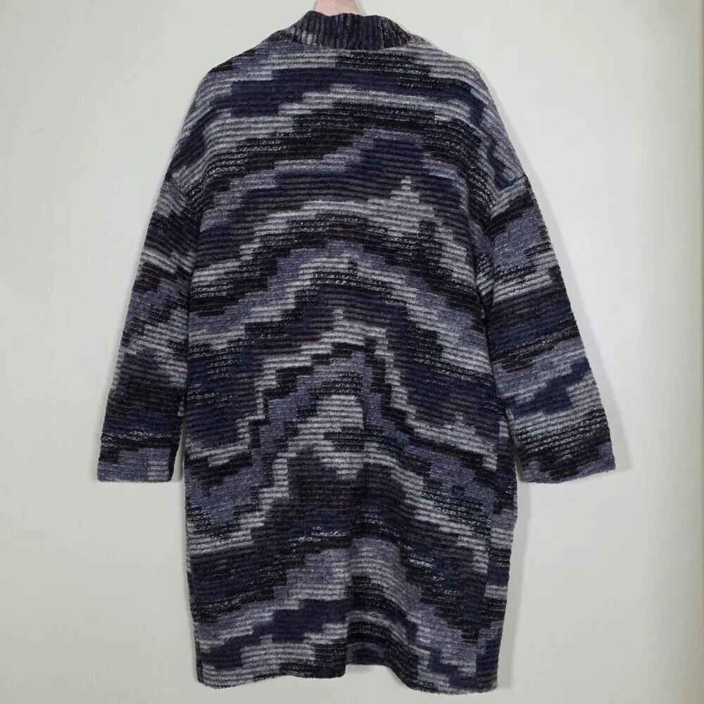 Luna Allegra Cardigan Womens M Multi LS Open Front Wool Blend Cottage Slouchy